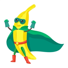 Superhero Banana Classroom Fruit Transparent Sticker